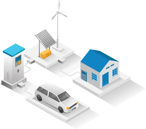 Maison avec chargeur de voiture électrique  Illustration