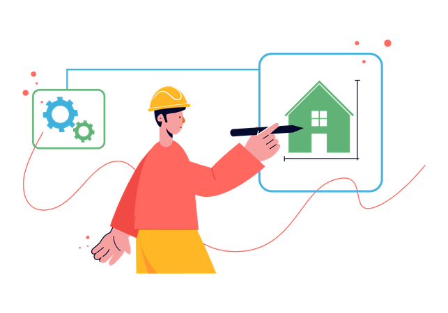 Male architecture making house plan  Illustration