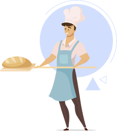 Male baker with bread  일러스트레이션