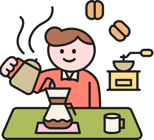 Male barista making coffee  Illustration