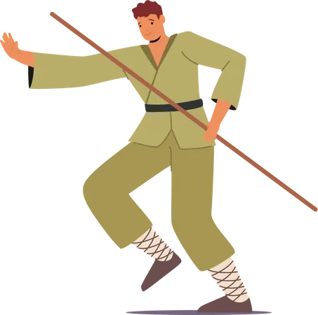 Male bojutsu fighter  Illustration