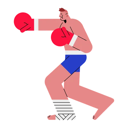 Male Boxer in boxing gloves strikes  Illustration