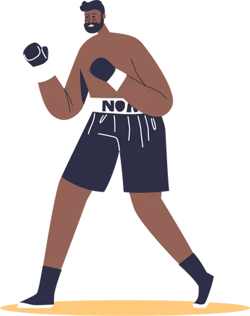 Male boxer wearing boxing gloves for fight  Illustration