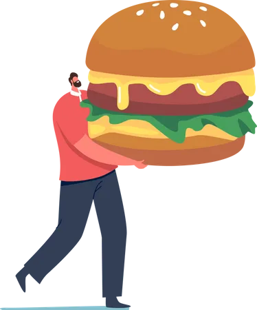 Male Carry Burger  Illustration