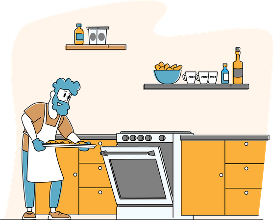 Male Cooking Bakes  イラスト