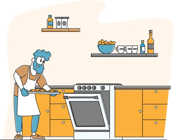 Male Cooking Bakes  イラスト