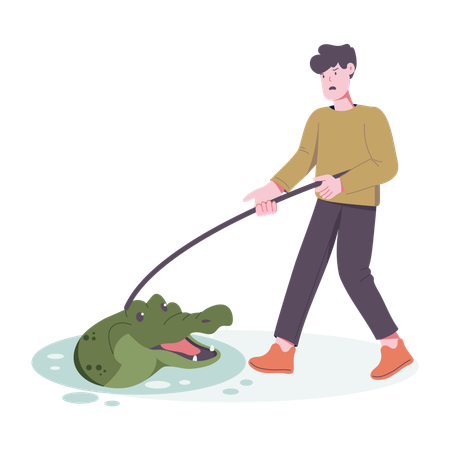 Male Crocodile Caretaker  Illustration