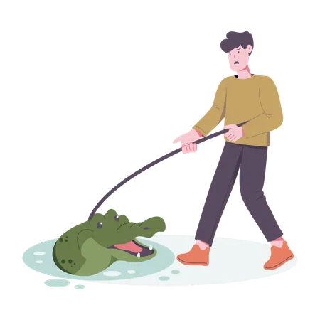 Male Crocodile Caretaker  Illustration