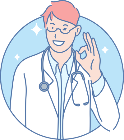 Male doctor showing ok sign  イラスト