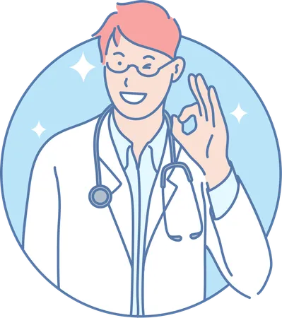 Male doctor showing ok sign  イラスト