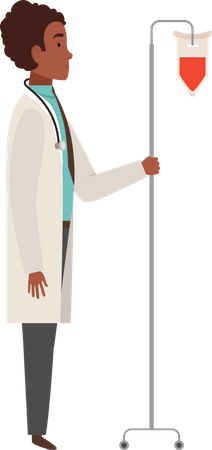 Male doctor with IV drip  Illustration