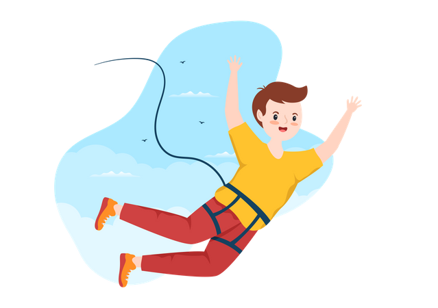 Male doing Bungee Jumping  Illustration