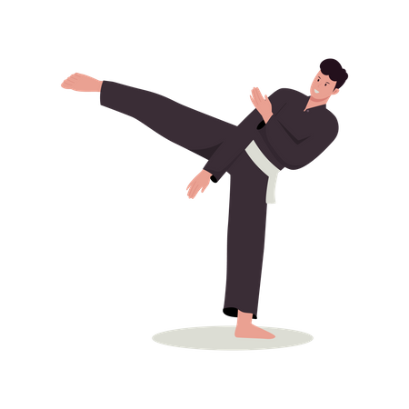 Male doing Martial art  イラスト