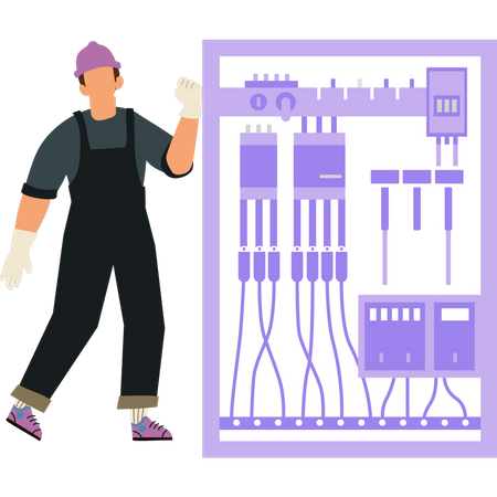 Male electrician working  Illustration