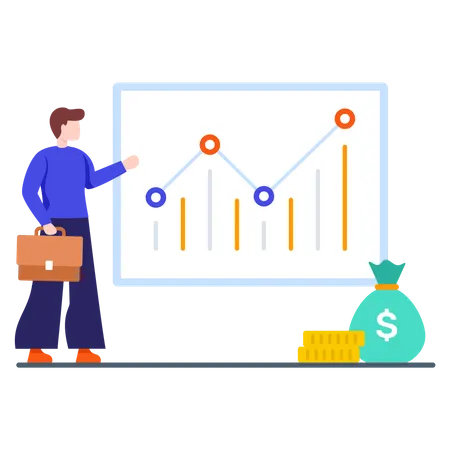 Male Employee analyzing profit and loss  Illustration