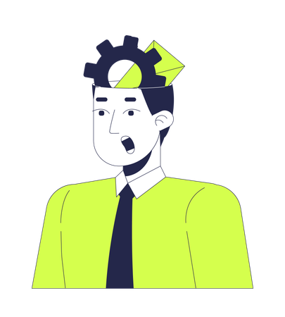 Male employee with workload  Illustration