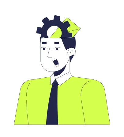 Male employee with workload  Illustration