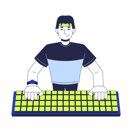 Male gamer with keyboard  Illustration