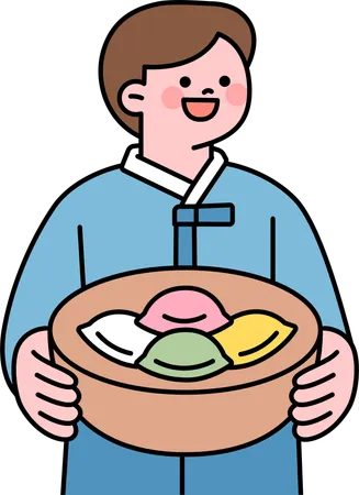 Male Holding Chuseok  Illustration