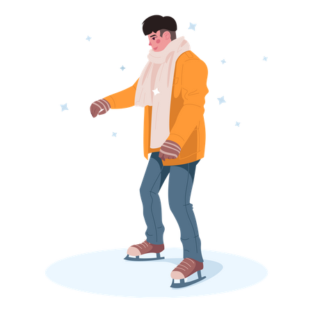 Male ice skating  Illustration