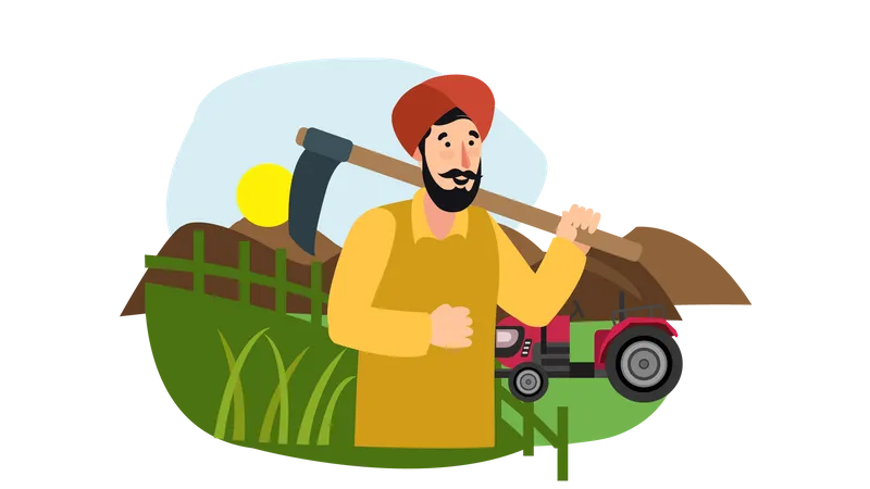 Male Indian farmer  Illustration