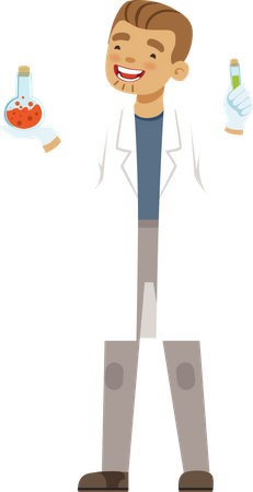 Male laboratory scientist doing experiment  Illustration