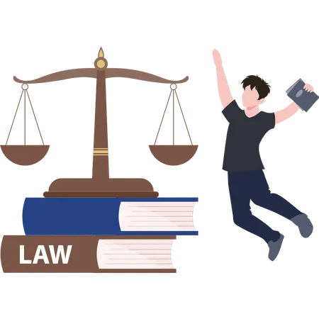 Male lawyer is graduating in law  Illustration