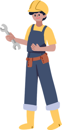 Male Mechanic with tools  イラスト