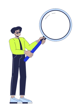 Male office worker with magnifying glass  Illustration