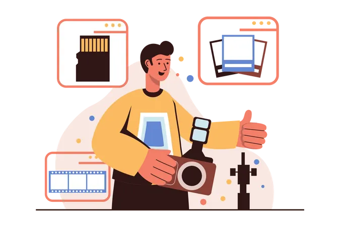 Male photographer giving thumbs up gesture  Illustration