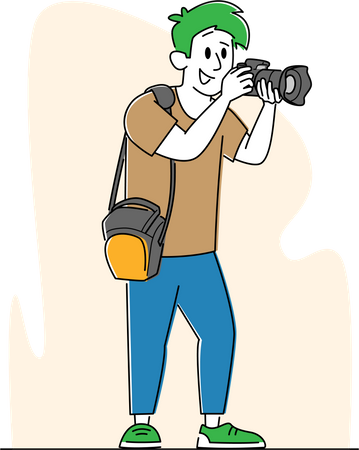 Male Photographer Making Picture  Illustration