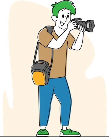 Male Photographer Making Picture  Illustration