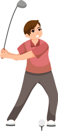 Male Playing Golf  Illustration