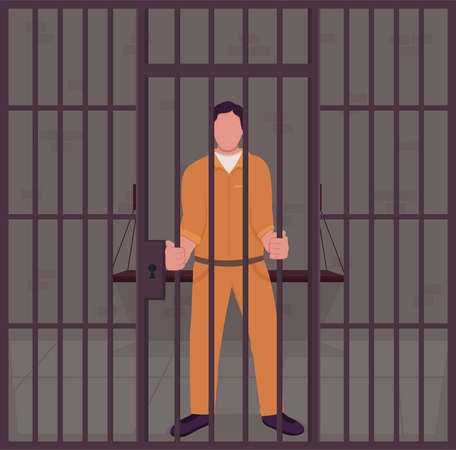 Male prisoner in jail  Illustration