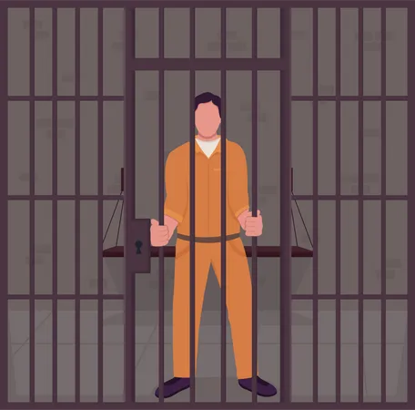 Male prisoner in jail  Illustration