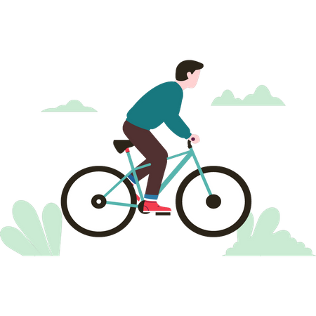 Male riding bicycle  イラスト