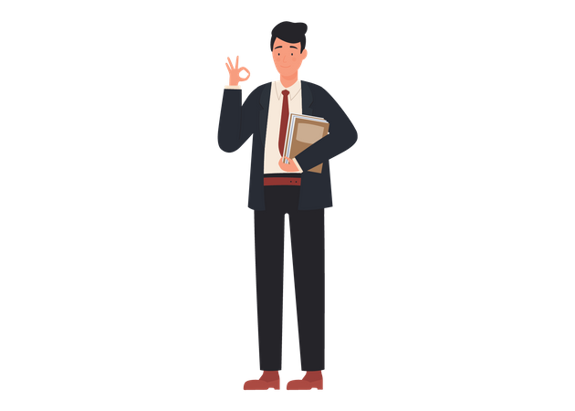 Male School Teacher showing ok sign  イラスト