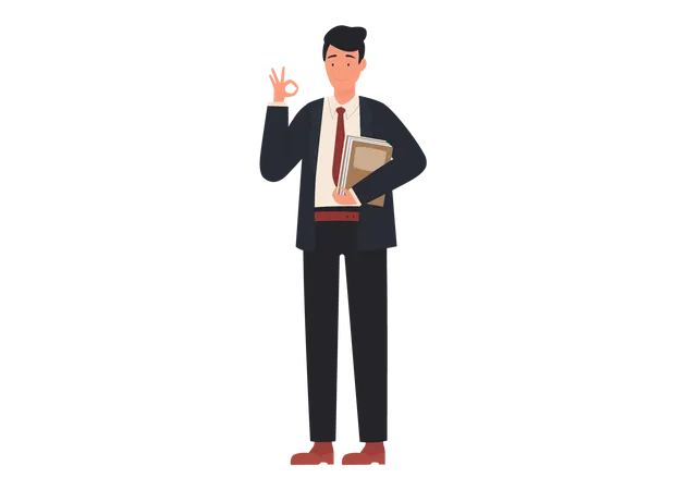 Male School Teacher showing ok sign  イラスト