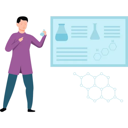 Male scientist doing experiment  Illustration