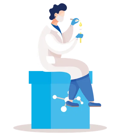 Male scientist doing experiment  Illustration