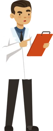 Male scientist with lab report  Illustration