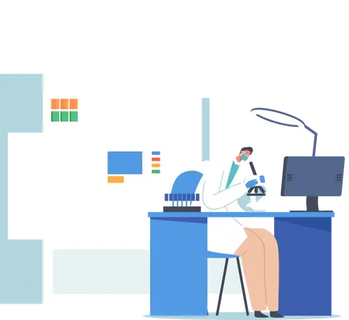 Male scientist working at laboratory  Illustration