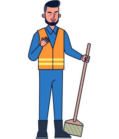 Male street cleaning worker  일러스트레이션