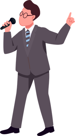 Male television presenter with handheld microphone  Illustration