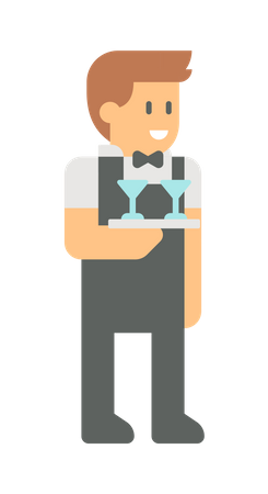 Male waiter  Illustration