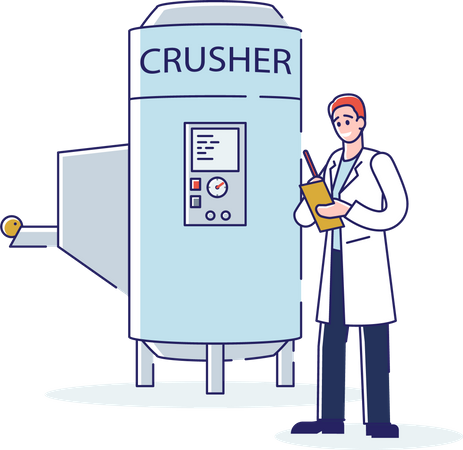 Male Working At Juices Production Factory  Illustration