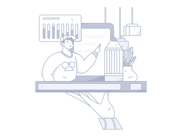 Man analyzing business data  Illustration