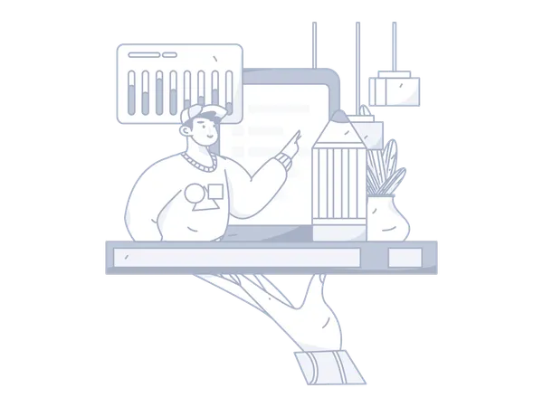 Man analyzing business data  Illustration