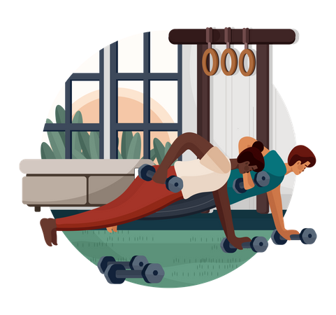 Man and female lifting weights  Illustration