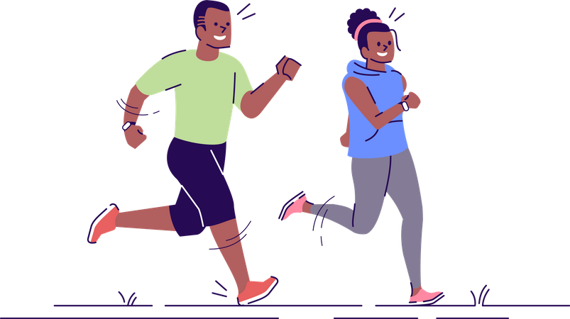 Man and woman jogging together  Illustration